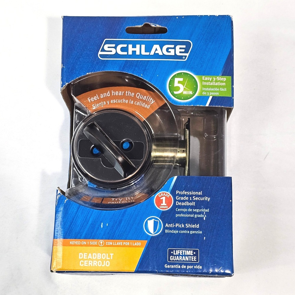 Schlage B60N V 716 Deadbolt Keyed 1 Side Aged Bronze Grade 1 Security Lock